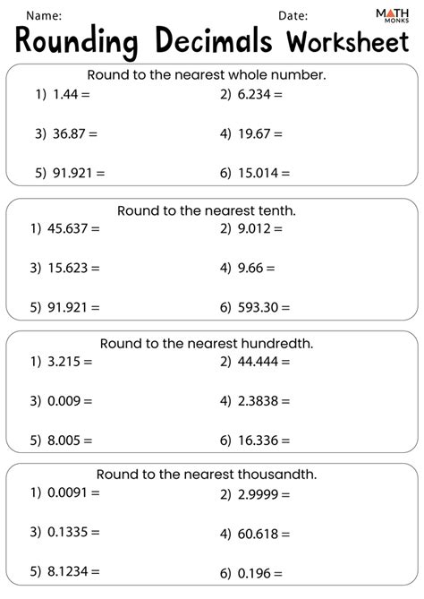 Rounding Decimals Worksheet 5th Grade With Answers